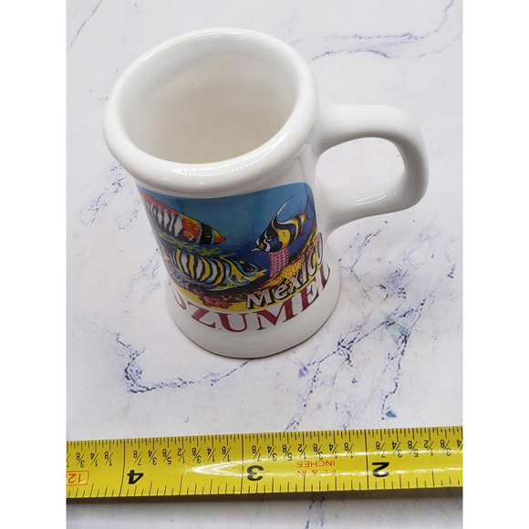 Cozumel Mexico Souvenir Miniature White Ocean Fish Ceramic Toothpick Holder Mug - Picture 8 of 10